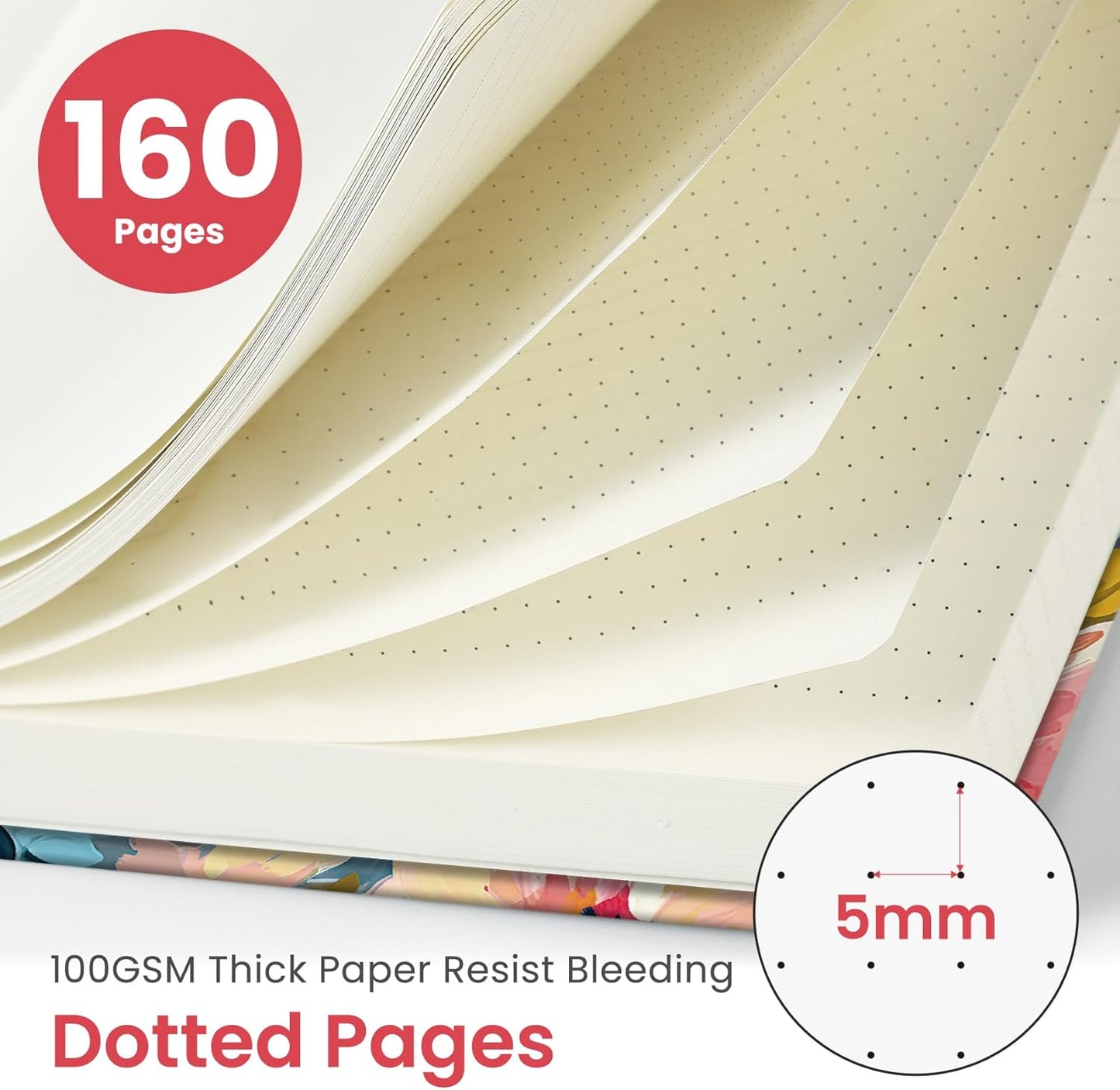 Taja Pretty Lined Journal for Women, Aesthetic Cute Hardcover Leather Journal for Writing, A5 College Ruled Notebook for Work & Note Taking, Perfect for Office School Home, 160 Pages, Meadow Flowers