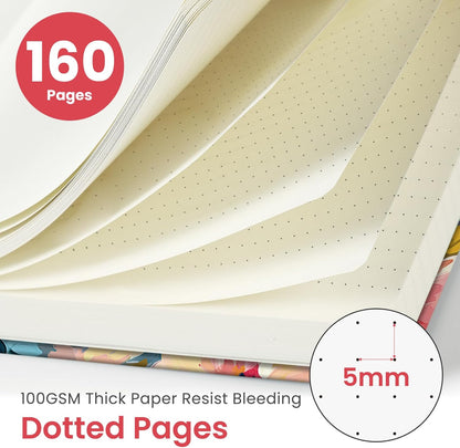 Taja Pretty Lined Journal for Women, Aesthetic Cute Hardcover Leather Journal for Writing, A5 College Ruled Notebook for Work & Note Taking, Perfect for Office School Home, 160 Pages, Meadow Flowers