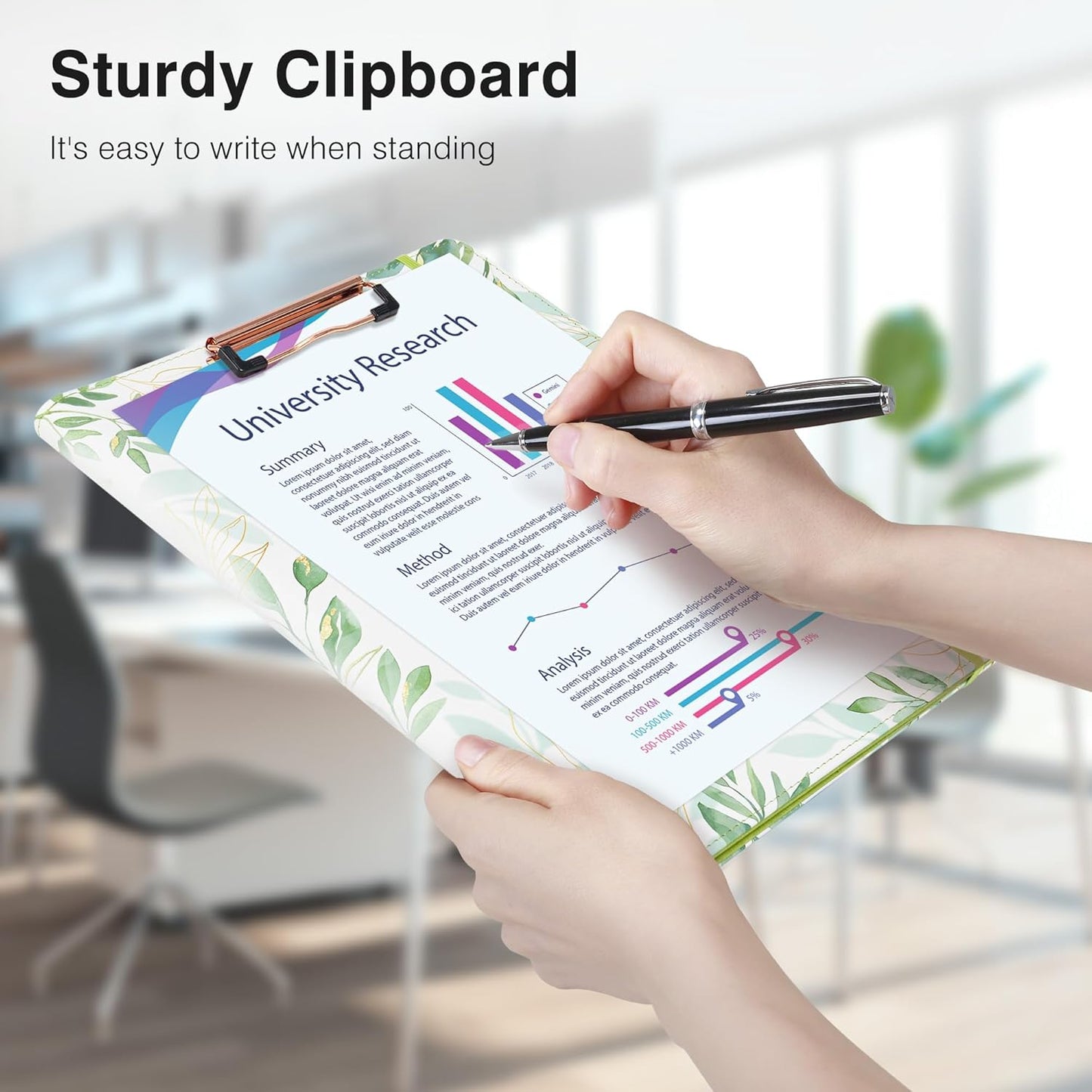 Clipboard Folio Folder Portfolio with Notepad-Pocket Business Card Holder Brown Faux PU Leather Portfolio