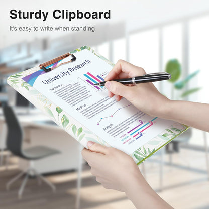 Clipboard Folio Folder Portfolio with Notepad-Pocket Business Card Holder Brown Faux PU Leather Portfolio