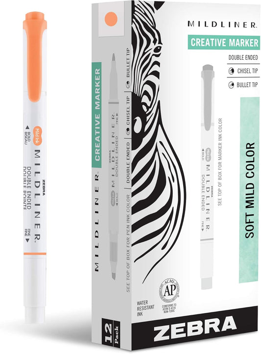 Zebra Pen Mildliner Dual-Tip Highlighter Set, Broad and Fine Tips, No Bleed, Ideal for Bible Highlighting, Journaling and Note-Taking, Assorted Winter Solstice Ink Colors, 5-Pack (78325)