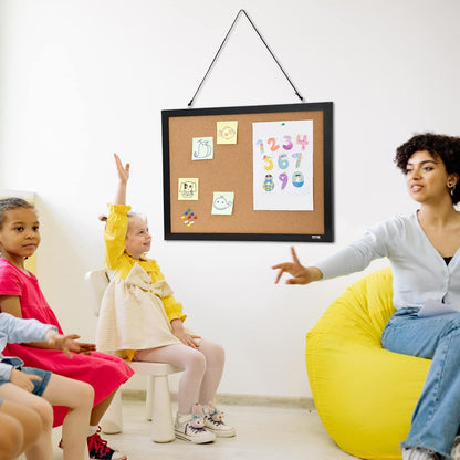VEVOR 24 x 36 Cork Board, Large Bulletin Board with Black MDF Frame, Wall Mounted Pin Board for Office, School and Home Decor, Hanging Message Board for Pictures and Notes, 10 Push Pins Included