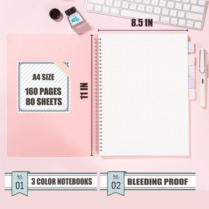 OWSC 4 Pack Lined Spiral Notebook, 5.9 x 8.3 Inches Notebooks for Work, School and Journal with 110 GSM Thick Paper, Small Notebook with 80 Sheets/160 Pages, Notebooks College Ruled for Note Taking