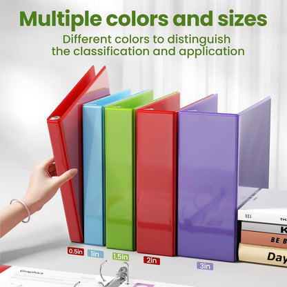 SUNEE 3 Ring Binder 2 Inch, Clear View Binder Three Ring PVC-Free (Fit 8.5x11 Inches) for School or Office Supplies, Light Purple, 1 Pack
