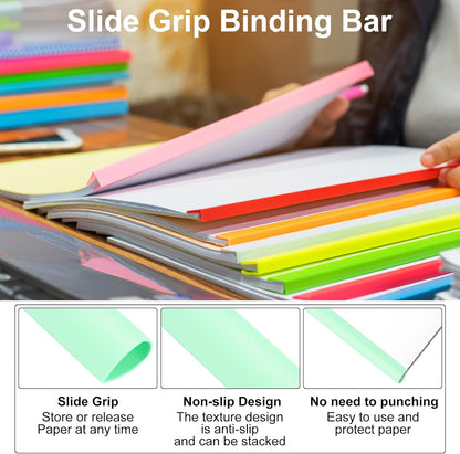 PATIKIL 20Pcs Binding Bars, 13x8mm Binding Bars Slide Grip 50 Sheets Capacity A4 Size Report Binder Presentation Binder for Study Office Report Cover Resume, Transparent Yellow