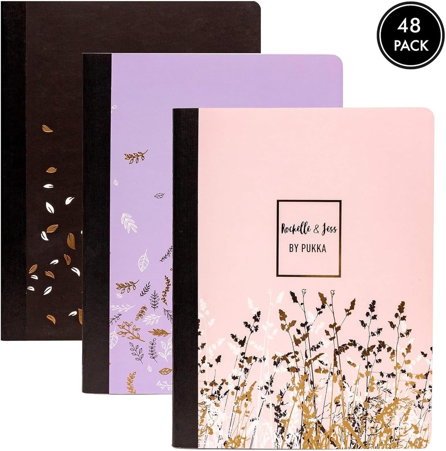 Pukka Pad, Composition Notebooks - 3 Pack of Journals Featuring 140 Pages of College Ruled 80GSM Paper with Sturdy Cover Stock - 9.75 x 7.5in - Bloom