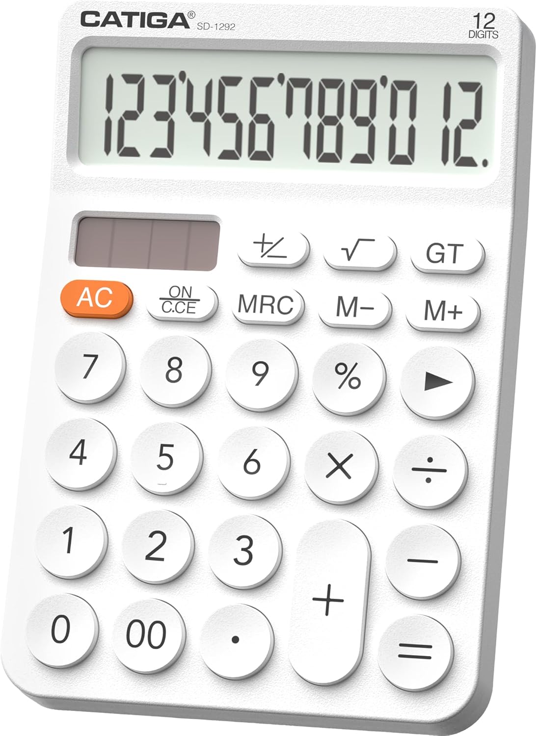 CATIGA 12 Digit Desktop Calculator Basic Desk Calculator with Large LCD Display, Big Buttons, 4 Function, Solar and Battery Dual Power, for Office, School, Home, SD-1292 Green
