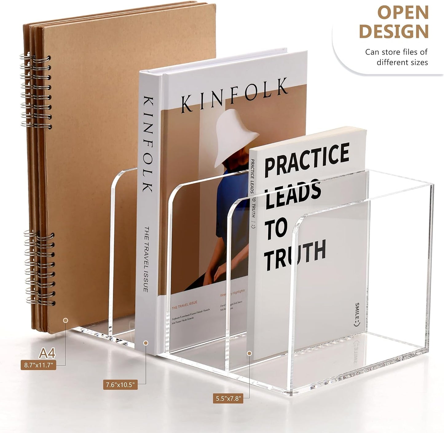SANRUI 2-Pack Acrylic Magazine File Holder Desk Organizer Magazine Rack, Clear, Vertical File Sorter Holders, 9.45" D x 3.54" W x 10.24" H