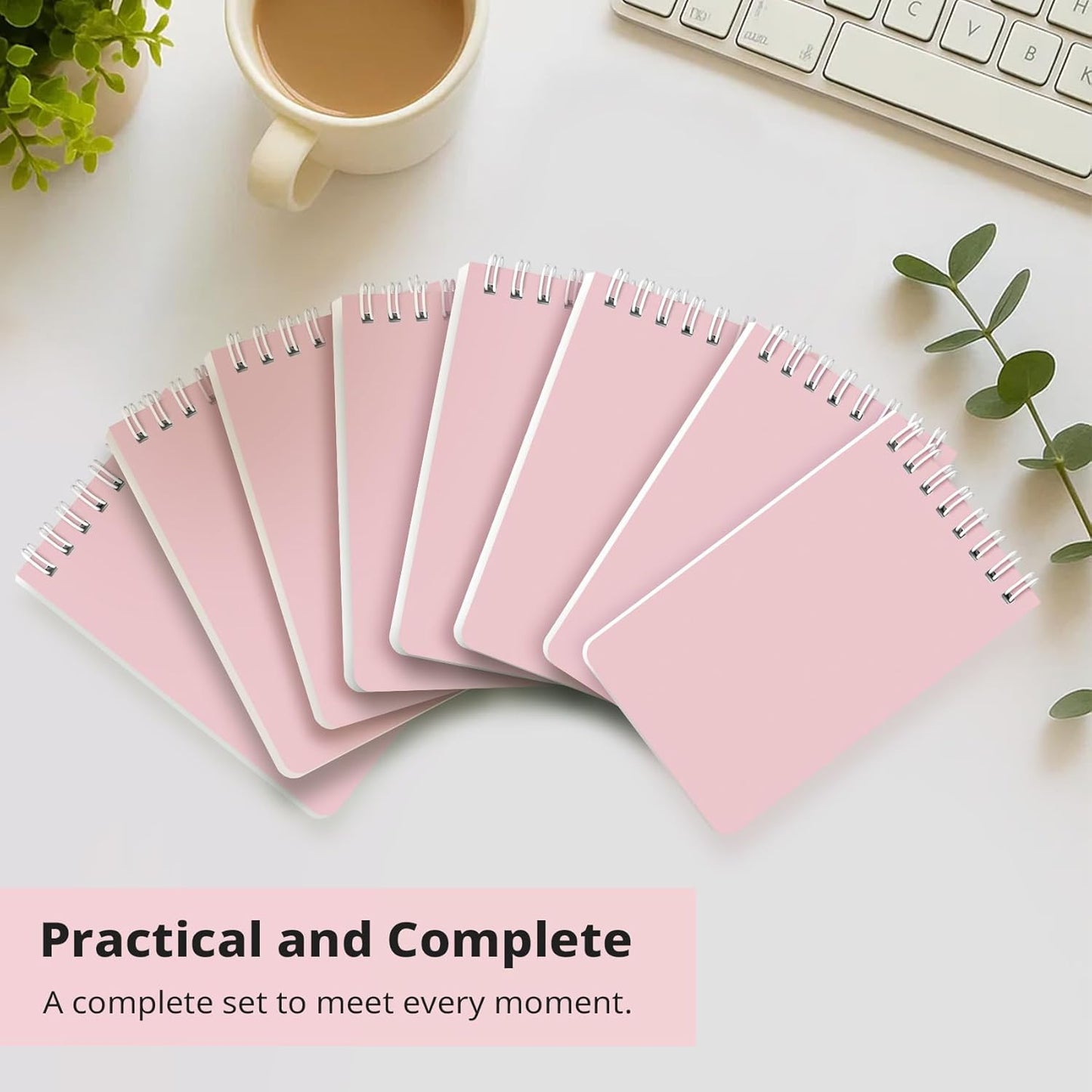 Taja Pocket Small Notebook 3" x 5", Set of 8 Mini Little Spiral Notebook, Nursing Notepad, Perfect for Work, School, Office, Nurse, Travel - Neutral