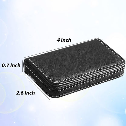 Outus 2 Pcs Business Card Holder, PU Leather Business Card Case Pocket Wallet with Magnetic Shut for Valentines Gift Adult(Black and Coffee)