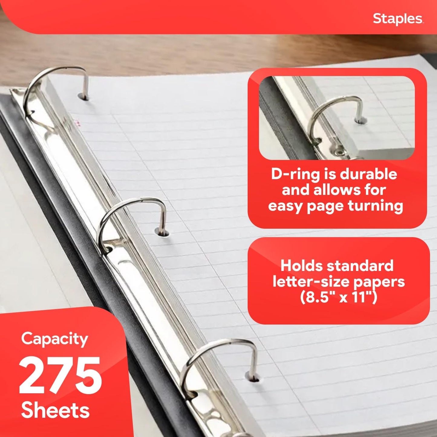 Staples Better Binder 2-Inch D-Ring View Binder, Reinforced Spine, Holds Up to 540 Sheets, Teal, for Office & School