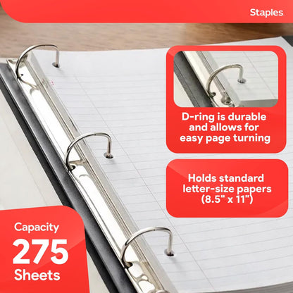 Staples Better Binder 2-Inch D-Ring View Binder, Reinforced Spine, Holds Up to 540 Sheets, Teal, for Office & School