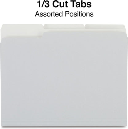 Staples File Folders, Letter Size, 1/3‑Cut Tabs, Purple, Durable 10.5‑Point Paper Stock, 100/Pack