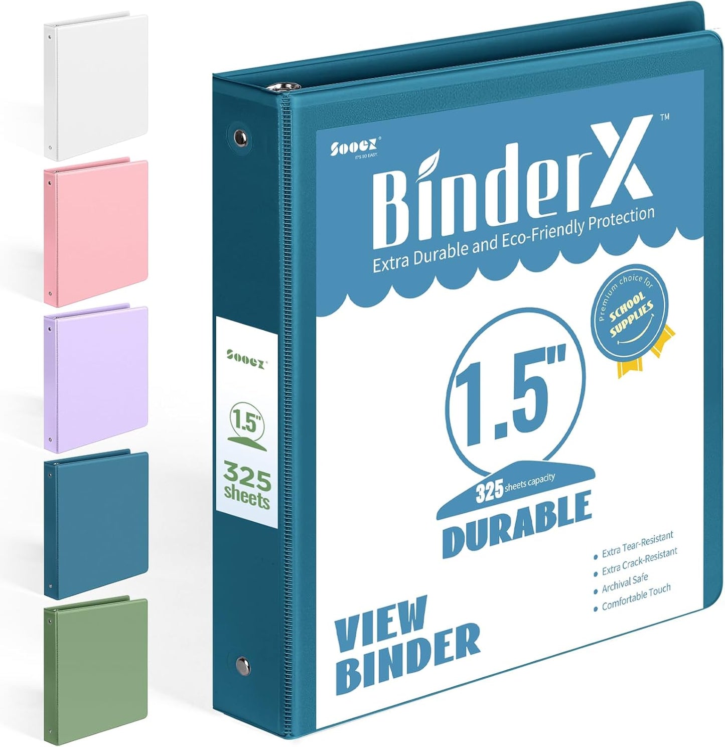 BinderX Extra Durable 3 Ring Binder, Round Rings 1 Inch Binder, Fits 175 Sheets of 8.5x11 Paper, Customizable View Cover with Inside Pockets, Cute 1" Binders, 1 Inch Binders 3 Ring, Pink
