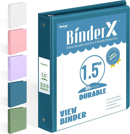 BinderX Extra Durable 3 Ring Binder, Round Rings 1 Inch Binder, Fits 175 Sheets of 8.5x11 Paper, Customizable View Cover with Inside Pockets, Cute 1" Binders, 1 Inch Binders 3 Ring, Pink