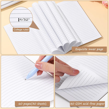 Harloon A5 Composition Notebook Journals 8 x 5.75 in College Ruled Kraft Notebooks with Rainbow Spines Small Lined Composition Book for Office Home(Bright Color,24 Pcs)