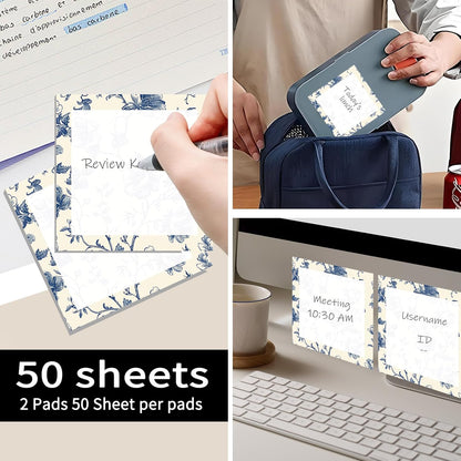 Sticky Notes 3x3 Inch, 2 Pads Cute Self-Stick Note Pads, Strong Adhesive Notepads for Office, Home, School, Organization and Reminders Watercolor Wildflowers