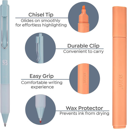 BLIEVE - Aesthetic Highlighters and Gel Pens With Soft Ink and Chisel Tip, Bible Highlighters and Pens No Bleed, Dry Fast Easy to Hold, for Bible Journaling Planner School Supplies (MORANDI)