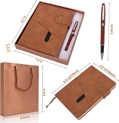 vfaejll A5 Lined Leather Journal Notebook,Hardcover Journal Set with Pen and Gift Box,100Pages 100gsm Thick Ruled Paper Daily Diary for Men Women School,Travel,Business,Work,Writing 5.9" X 8.4"
