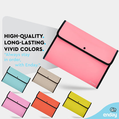 Square Flap Document Holder Blue, Expanding File Folder, A4 Letter Size Reusable Filling Envelopes, Snap Closure Wallet File Pouch Also Available in Pink, Purple, Green, Red, Grey, 1 Pc– By Enday