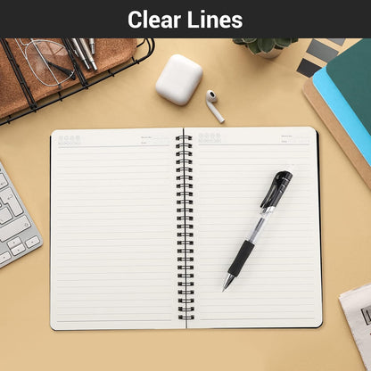 EUSOAR Spiral Notebook, A5 12packs 5.5"X8.3" 120 Pages Lined Travel Writing Notebooks Journal, Memo Notepad Sketchbook, Students College Office Business Subject Diary Ruled Book Journal-Black Cover