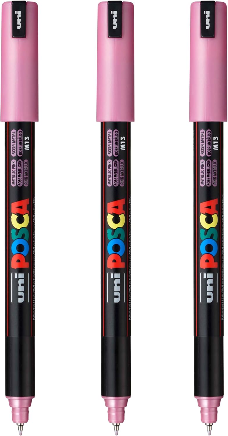 posca PC-1MR Water-Based Paint Markers, Extra Fine Tip (0.7mm), White, 3 Count