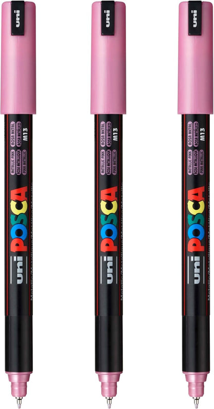 posca PC-1MR Water-Based Paint Markers, Extra Fine Tip (0.7mm), White, 3 Count