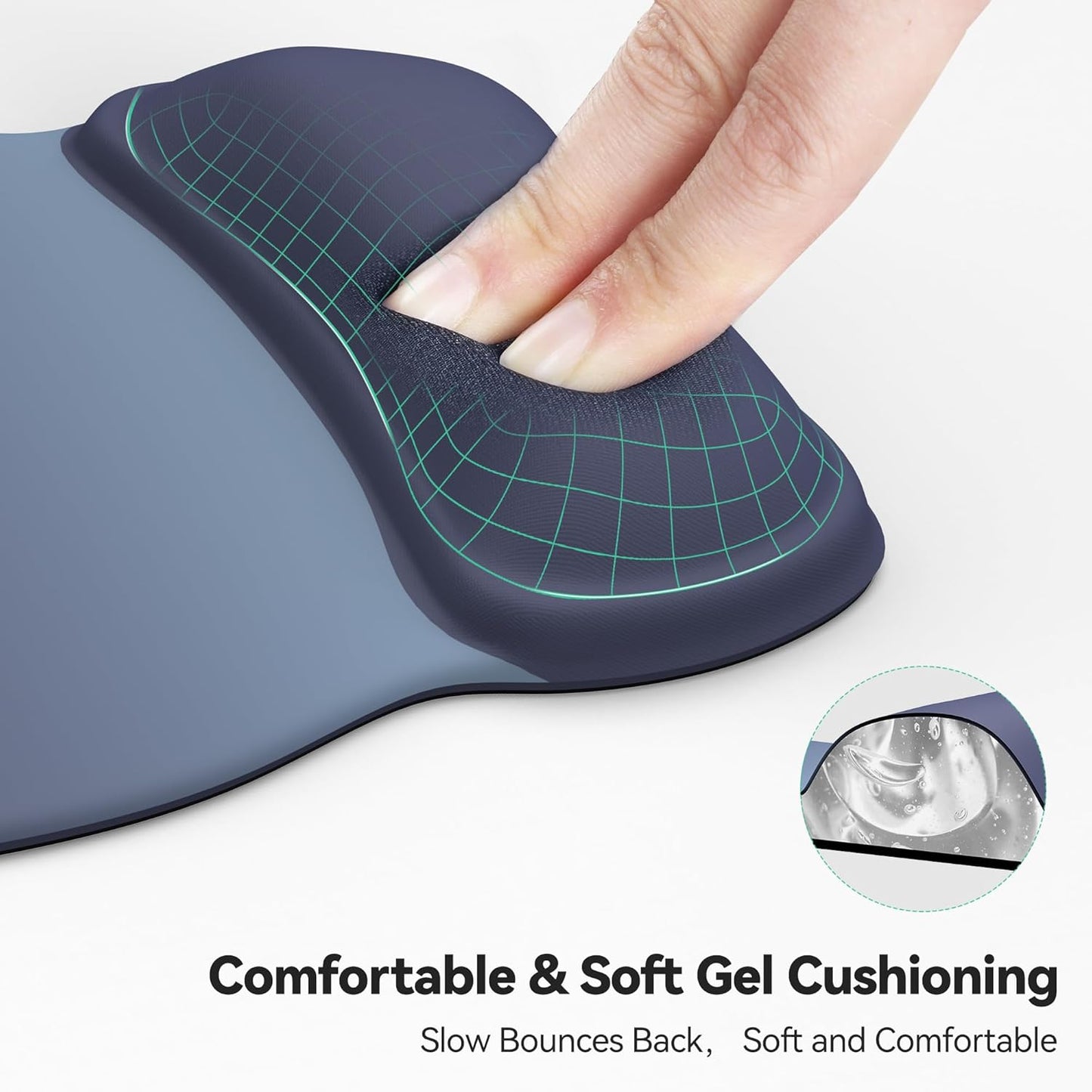 TECKNET Mouse Pad with Wrist Support, Ergonomic Gaming Mouse Pad Pain Relief, Portable Comfortable Mousepad for Computer, Laptop, Office, Home and Travel, Non-Slip Base, Waterproof Surface, Black