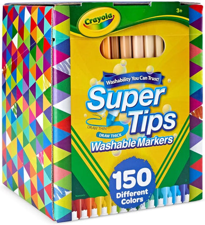 Crayola Super Tips Marker Set (100ct), Fine Point Washable Markers, Drawing Markers for Kids & Adults, Create Thick & Thin Lines, Art Supplies, Ages 3+
