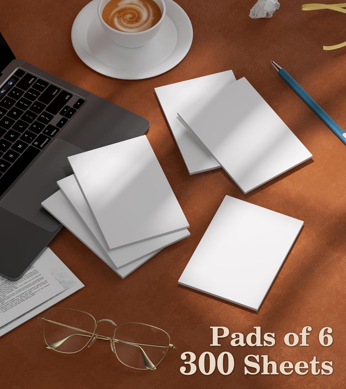 Notepads 3x5, 6 Pack Small Note Pads, Server Note Pad, Scratch Pads 3x5, Memo Pads White Paper, 50 Sheets per Blank Note pads 3''x5'', Small Writing Pads Pocket Notepads for Office School Home Supplies