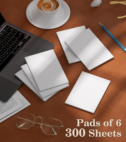 Notepads 3x5, 6 Pack Small Note Pads, Server Note Pad, Scratch Pads 3x5, Memo Pads White Paper, 50 Sheets per Blank Note pads 3''x5'', Small Writing Pads Pocket Notepads for Office School Home Supplies