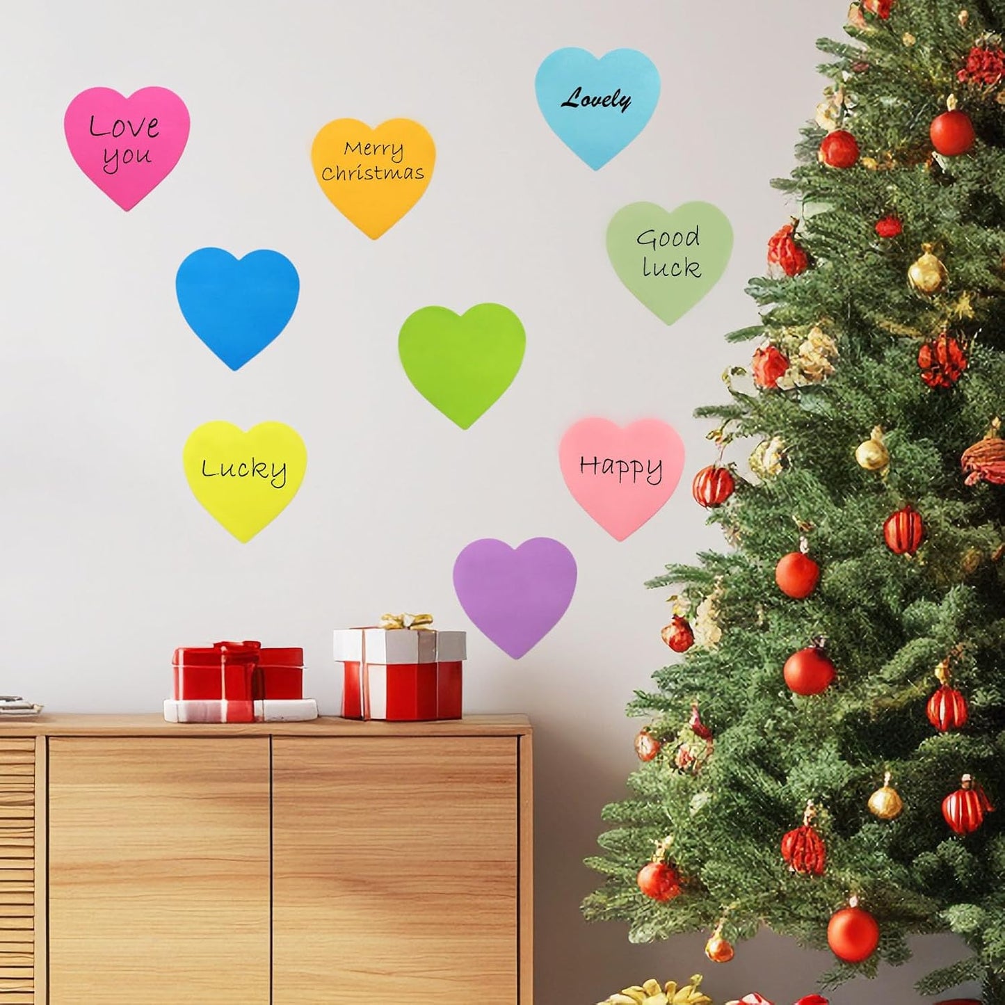 9 Pads Heart Sticky Notes 3x3 in, Super Cute Bright Color Heart Shaped Sticky Notes Strong Adhesive Post, Clean Removal, 82 Sheets/Pad