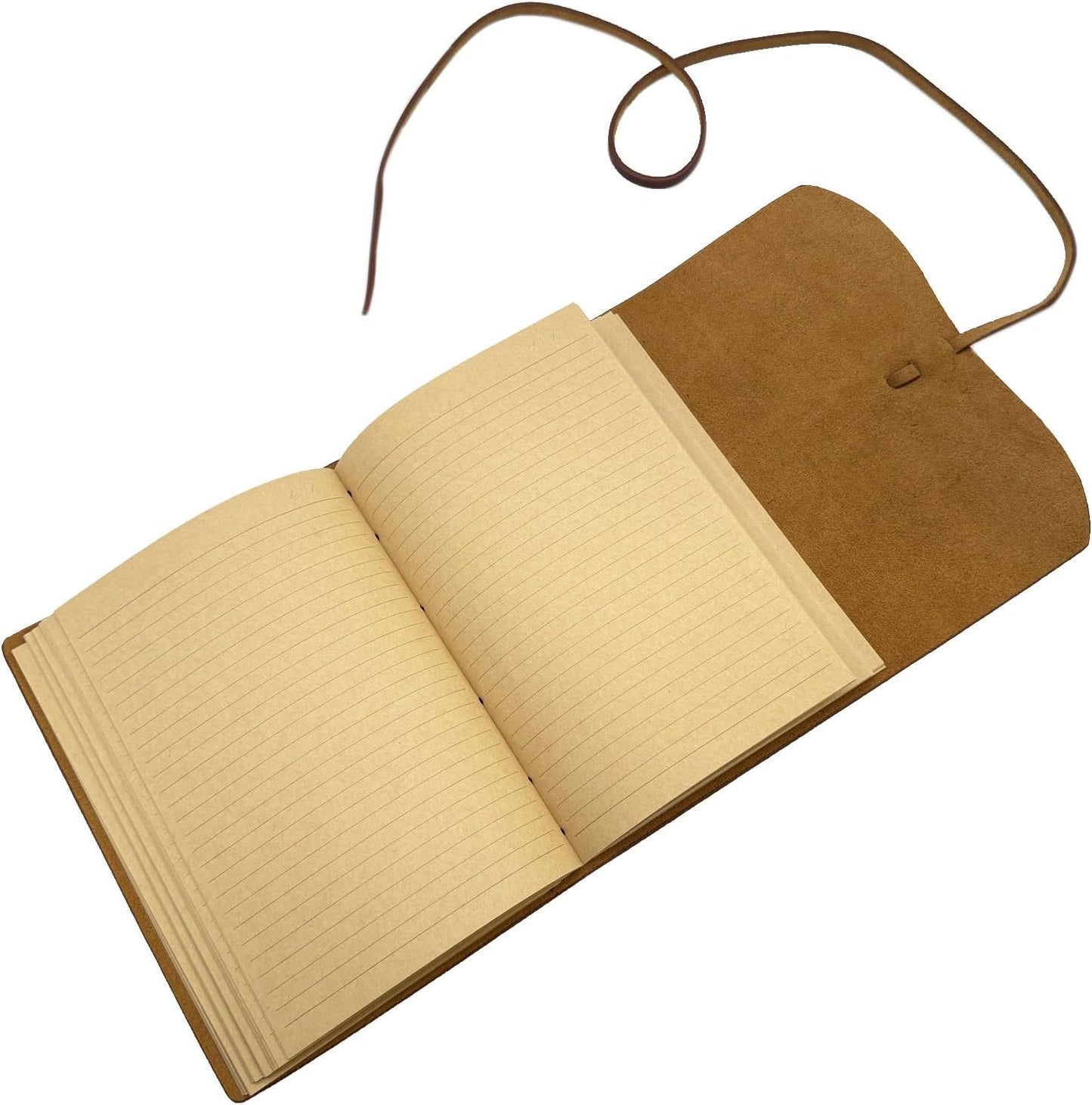 Leather Journal Writing Notebook - Genuine Leather Bound Daily Notepad for Men & Women Lined Paper 240 Kraft Pages, Handmade, Rustic Brown, 5 x 7 in
