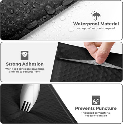 Metronic Bubble Mailers 8.5x12" 40 Pack Black Padded Envelopes Usable Size 8.5 x 11" Strong Adhesion Bubble Envelopes Medium Mailing Envelopes Bubble Padded for Small Business Shipping Books Clothes