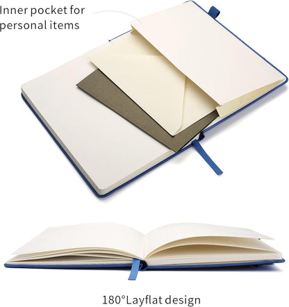 Deziliao Lined Journal Notebooks with Pen Loop, Hardcover Notebook Journal for Work, 100Gsm Premium Thick Paper with Inner Pocket, Medium 5.7"x8.4", （Black, Ruled）