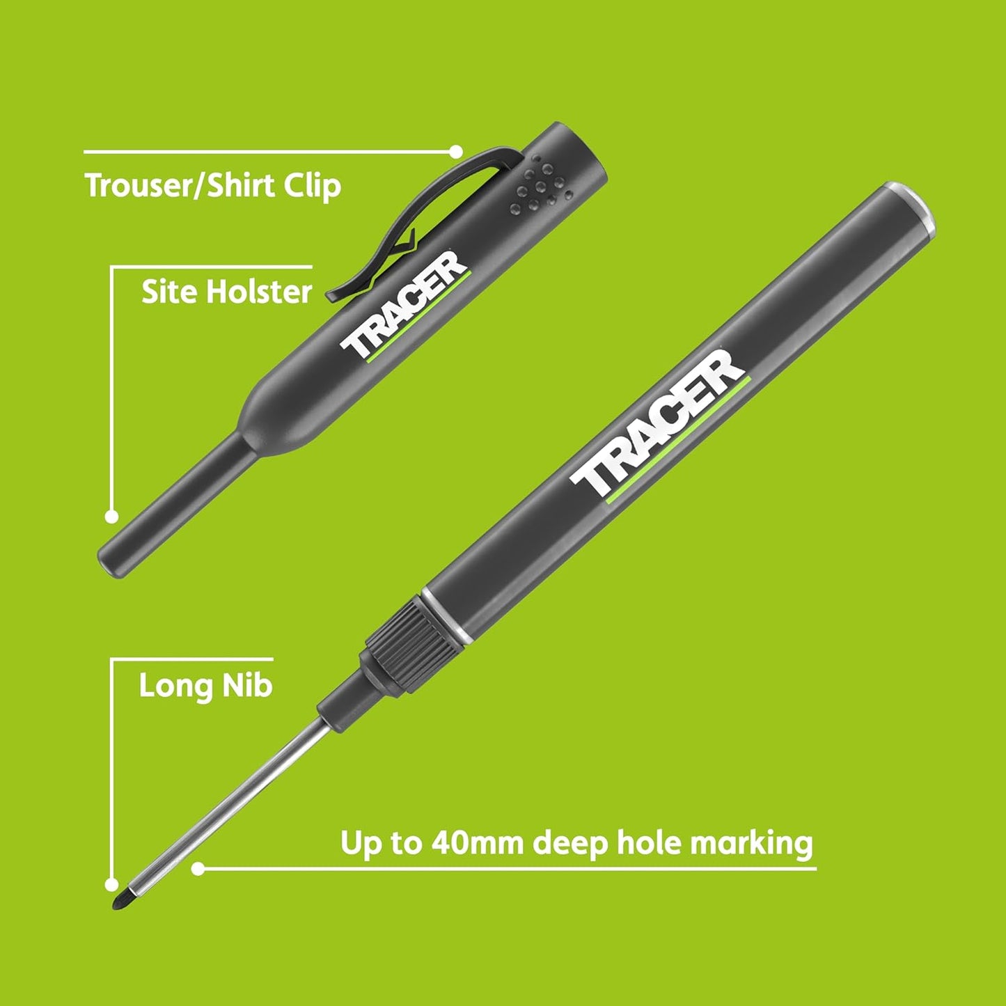 Tracer 2.8mm Carbide Tipped Lead 3-Pack with Anti-Snap Case - Lead Refill for Mechanical Pencil to Mark Wood, Metal, Ceramic, Glass, Woodworking and Carpenter Pencil Tool Use - ALPC1