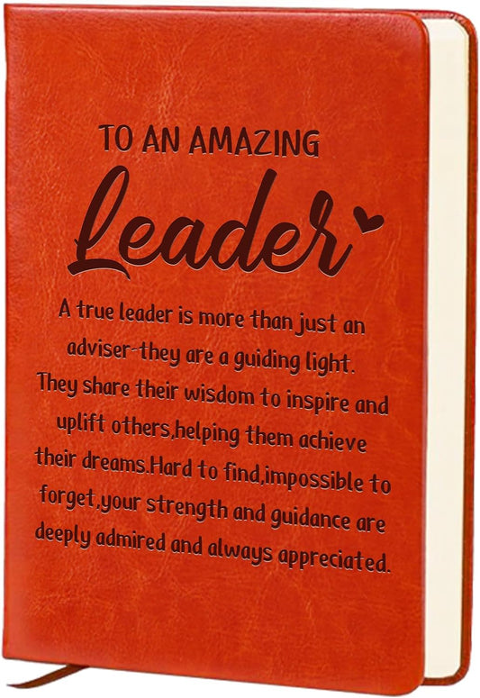 Gift for Boss,A5 Hardcover Leather Journal for Women,Journal Notebook for Work,Thank You Gifts,Leadership Gifts (great LEADER)