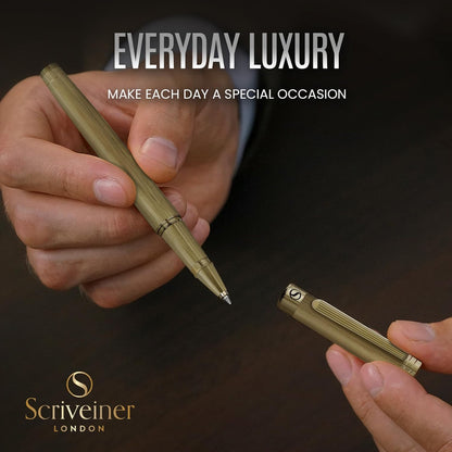 Scriveiner Midnight Blue Rollerball Pen - Stunning Blue Lacquer Luxury Pen, Chrome Finish, Schmidt Ink Refills, Men & Women, Professional, Executive Office, Nice Pen
