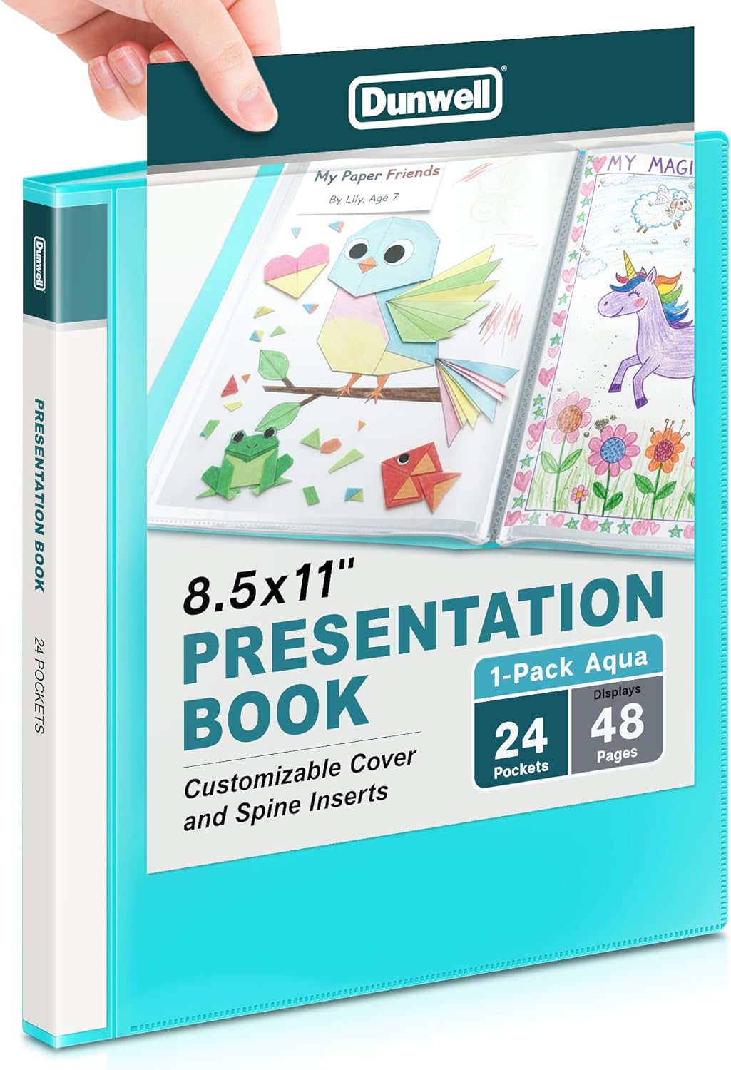Dunwell Presentation Binder 24-Pocket, Displays 48 Pages, 8.5x11 Portfolio Binder with Plastic Sleeves, Storage and Organizer for Documents, Certificates, Projects, Photos (3 Pack, Black)
