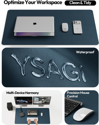 YSAGi Leather Desk Pad Protector, Large Mouse Pad, Non-Slip PU Leather Desk Blotter, Waterproof Writing Pad for Office and Home (31.5" x 15.8", Eggshell) - Colors B