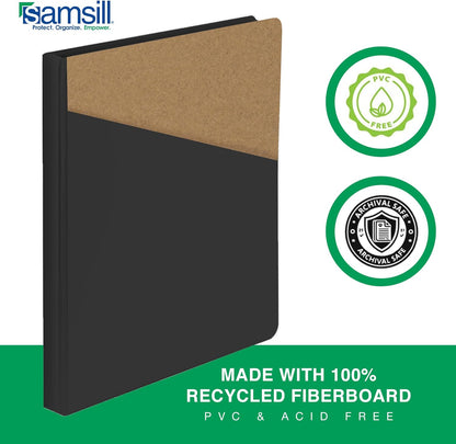 Samsill Durable 4 inch 3 Ring Binder, D Ring Binder, 100% Recycled Chipboard, Black, 2 Pack