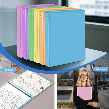 2 Inch Binders, Round 2" 3 Ring Binder, Customizable View Binder with Pockets, Assorted Colors, 4 Pack