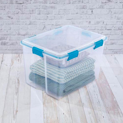 Sterilite 4-Pack Gasket Box, Weather-Resistant Storage Bins with Latching Lids, 32 Quart - Heavy-Duty Organizing Containers for Closet, Bathroom, and Office