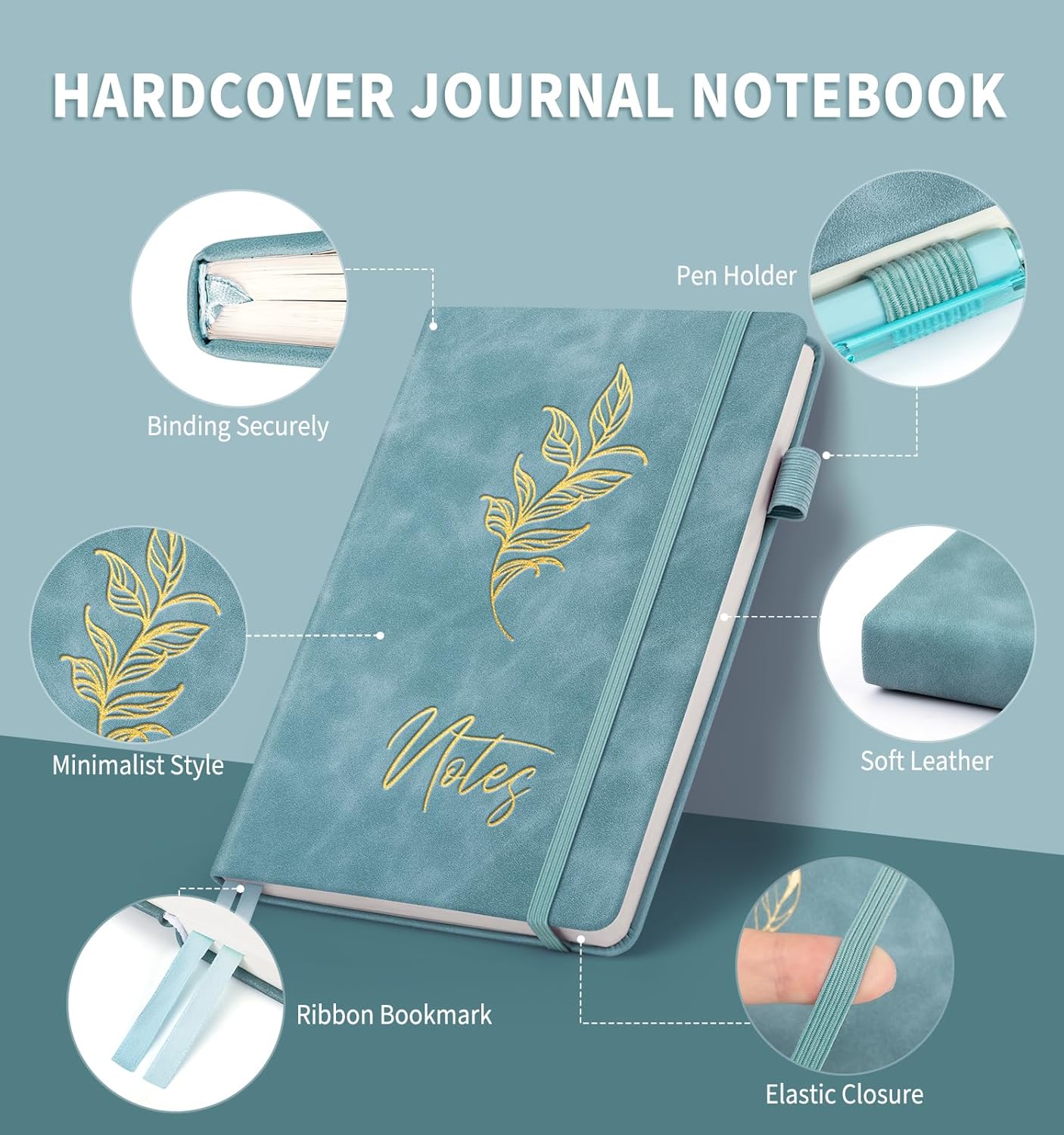 Lined Journal Notebook for Women Men, A5 Hardcover Leather Journals for Writing, 200 Pages Thick Paper, Daily Journal Notebook for Work, School, Note Taking, Business, Travel, College Ruled