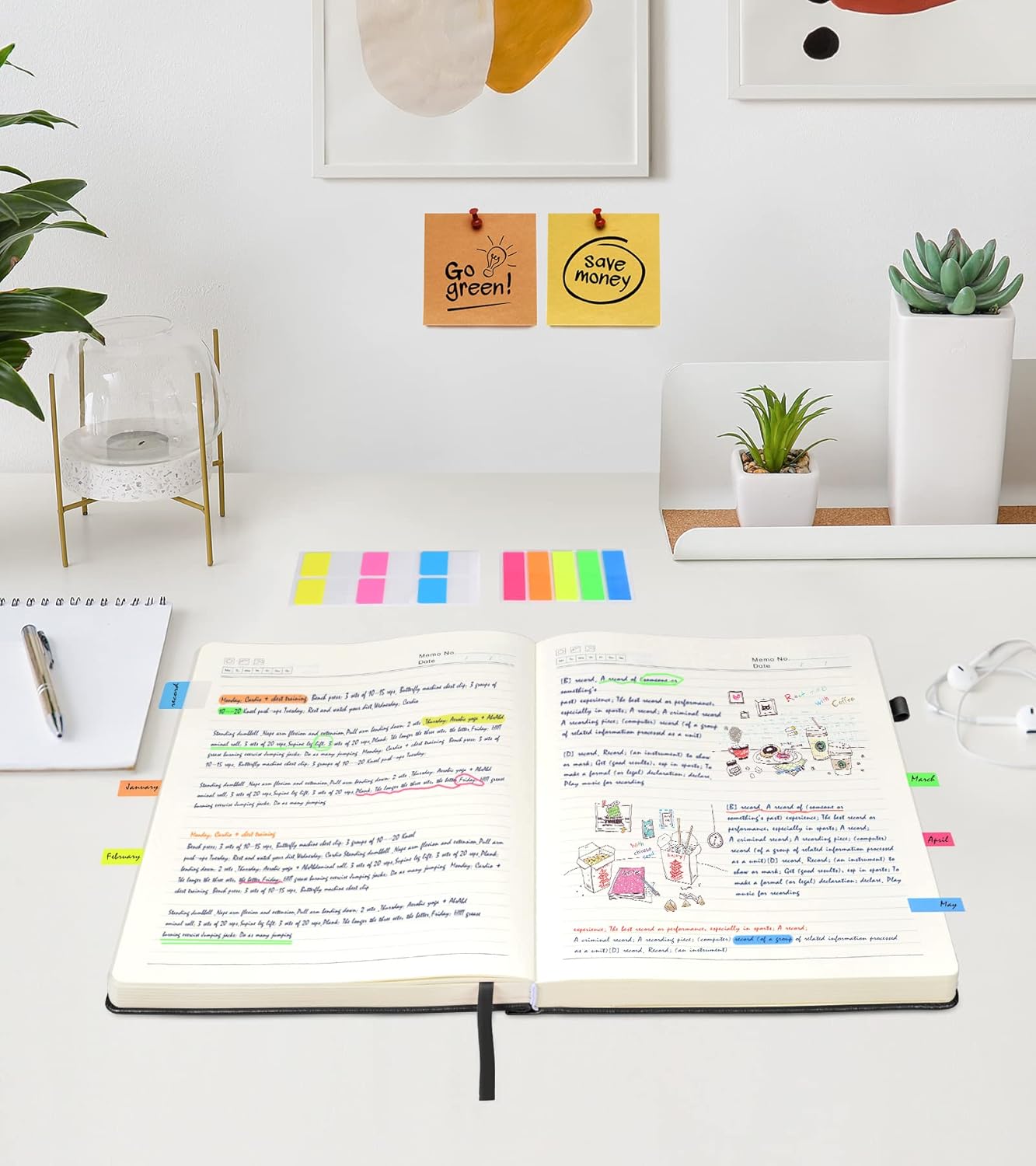 Lined Journal Notebook -365 Pages A5 Thick Journals for Writing Ruled Notebook, Hardcover Leather Journal for Women Men Daily Journal Notebook for Work, Note Taking, 100Gsm Lined Paper( 5.75'' X 8.38'' Green)