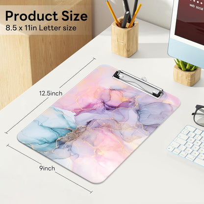 Plastic Cute Clipboard Low-Profile Metal Clip, A4 Letter Size 9 x 12.5 in, 8.5 x 11 Paper Clip Board for Teachers, Nurses, Classroom,Cute Black Cats
