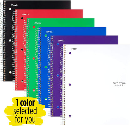 Five Star Spiral Notebook + Study App, 2 Pack, 1 Subject, College Ruled Paper, 100 Sheets, 8-1/2" x 11", Pacific Blue, Fire Red (38452)