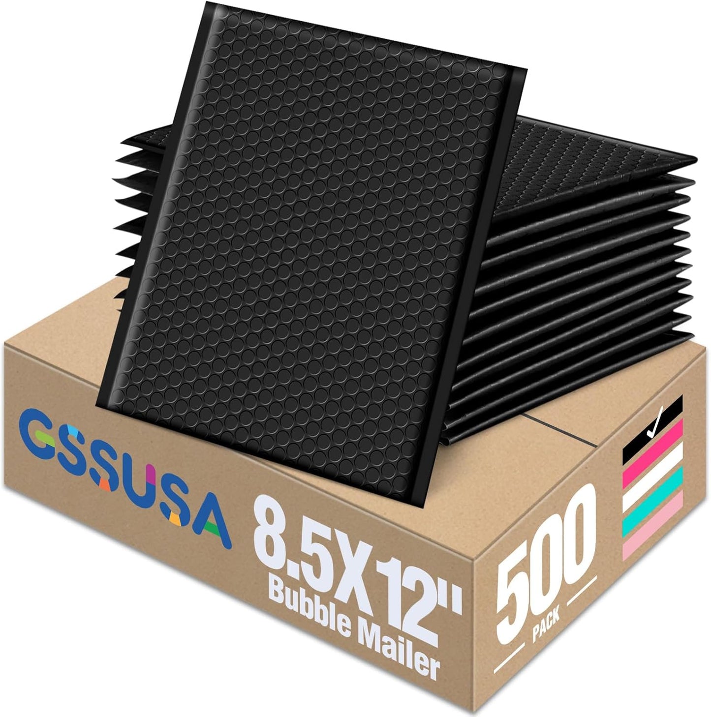 GSSUSA Black Bubble Mailers 4x8 Inches 50 Pack, Usable Size 4X7" Bubble Envelopes for Small Business, Padded Envelope, Shipping Mailers, Packaging Bags, Mailing Envelopes, Shipping Supplies