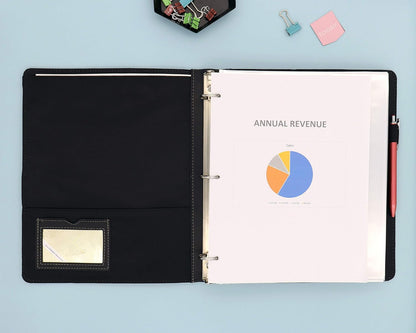 Blue Sky ProView Legacy Black 3 Ring Binder, Letter Size, 1", Textured Faux Leather Cover, Built-in Pockets, Holds 175 Sheets, 6-Pack (10504-C)