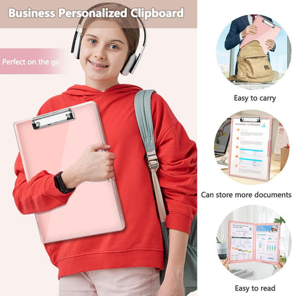 SFLHHDM Clipboard with Storage,Heavy Duty Clip Boards 8.5x11 with 2 Storage Case,Clear Visible Panel Storage Clipboards,Side Opening Nursing Clipboard Folder for Office Supplies-Light Purple